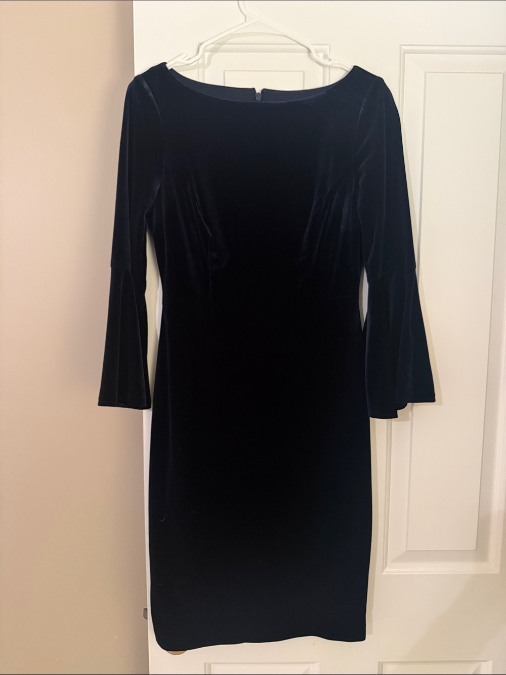 Vince Camuto Black Velvet Midi Dress with Bell Sleeves